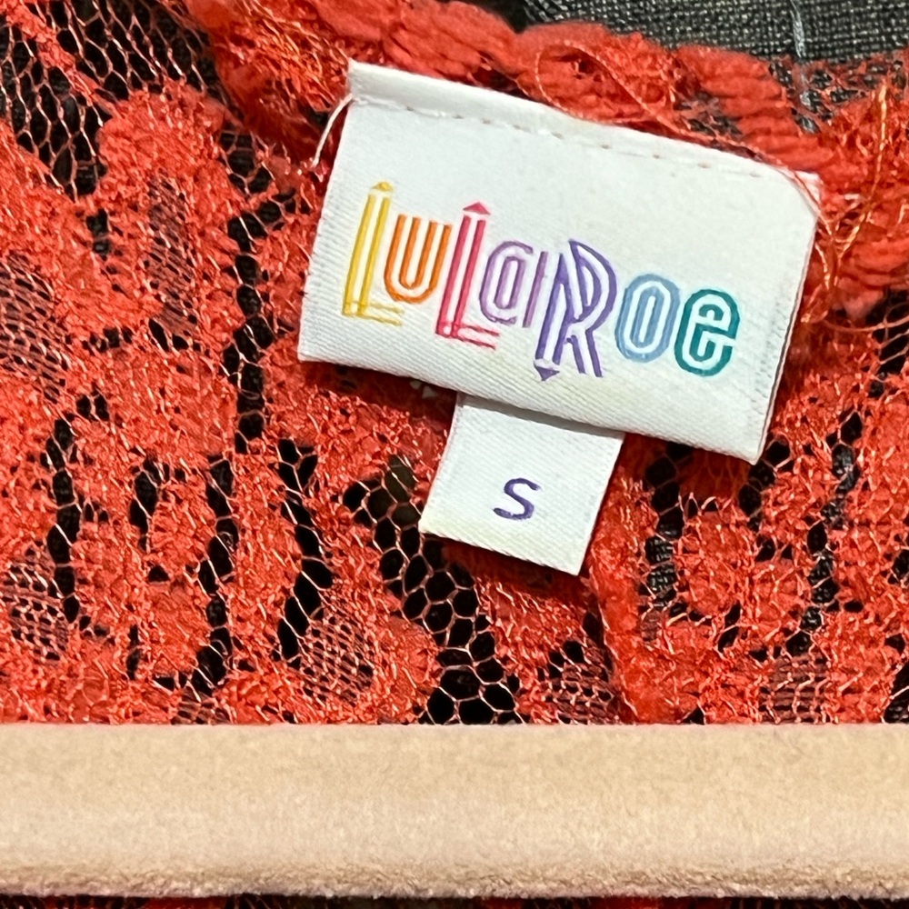 LuLaRoe Vibrant Burnt Orange Lace Kimono Cover Up Cardigan - Picture 2 of 3